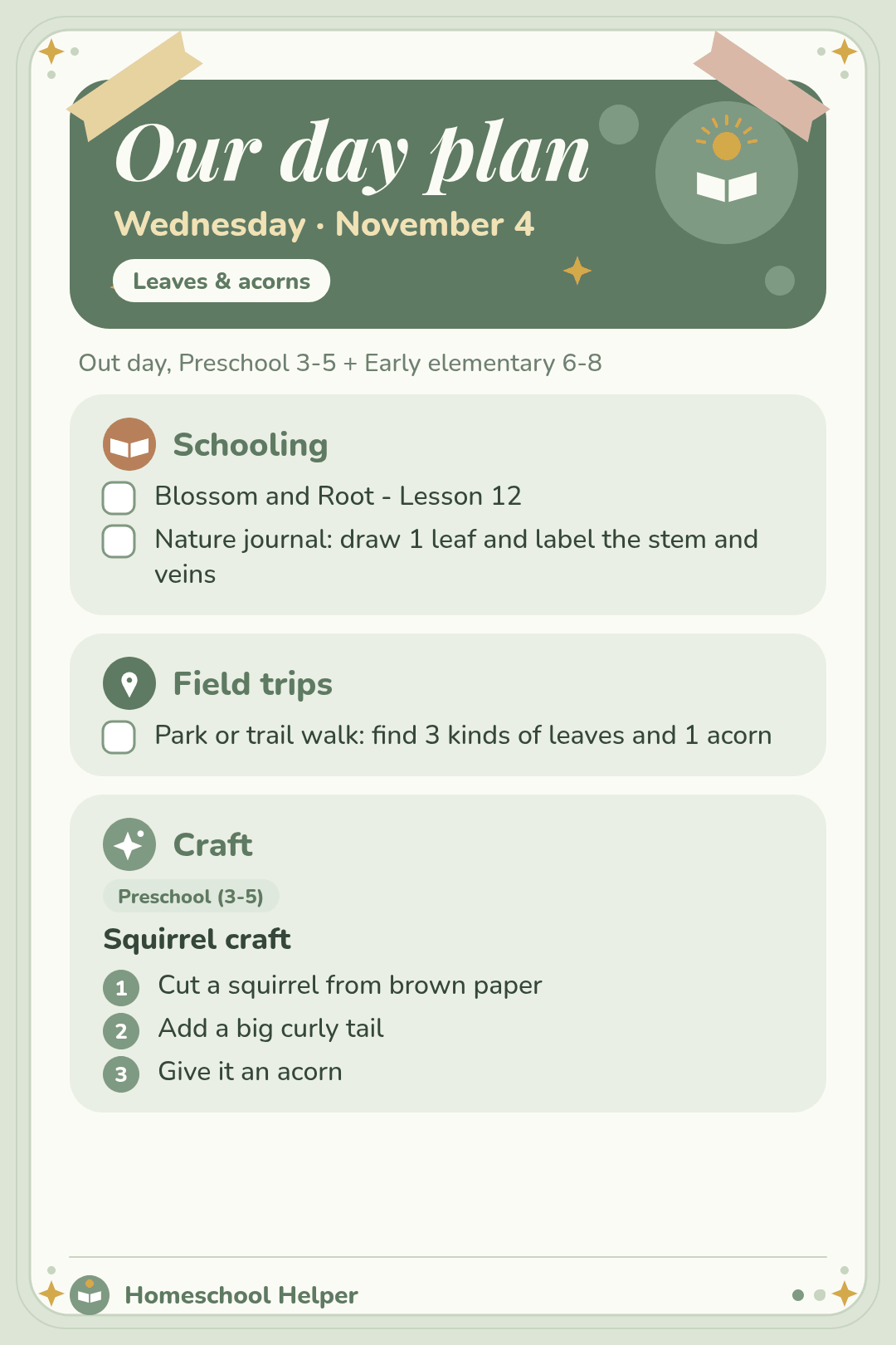 Blossom and Root nature day with a squirrel craft